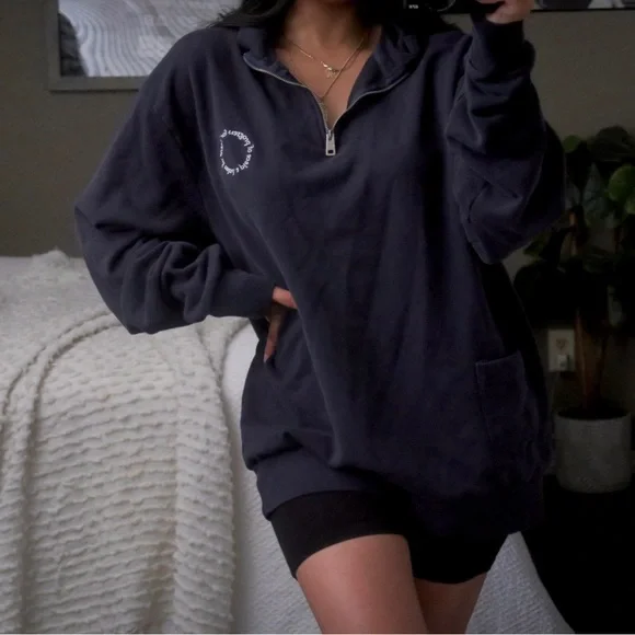 P&Co A Piece of Progress for Peace of Mind Sweatshirt Pullover Crew Half Zip - Picture 4 of 9